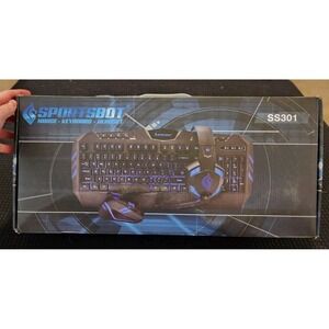 SportsBot SS301 Blue LED Gaming Combo Set‎ Open Box Headset Keyboard Mouse